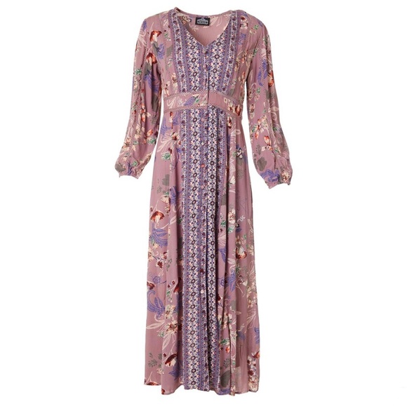 Penna&Pine Dresses & Skirts - Floral Lavender Long Sleeve Maxi Dress